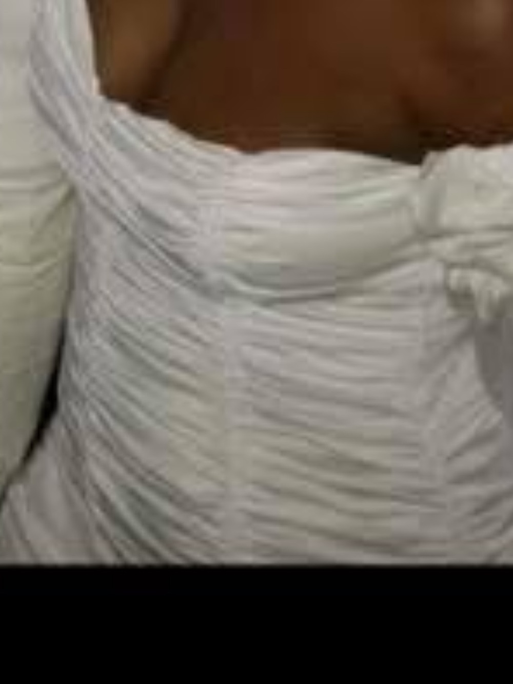 White Ruched Off-Shoulder Dress - Picture 8 of 9